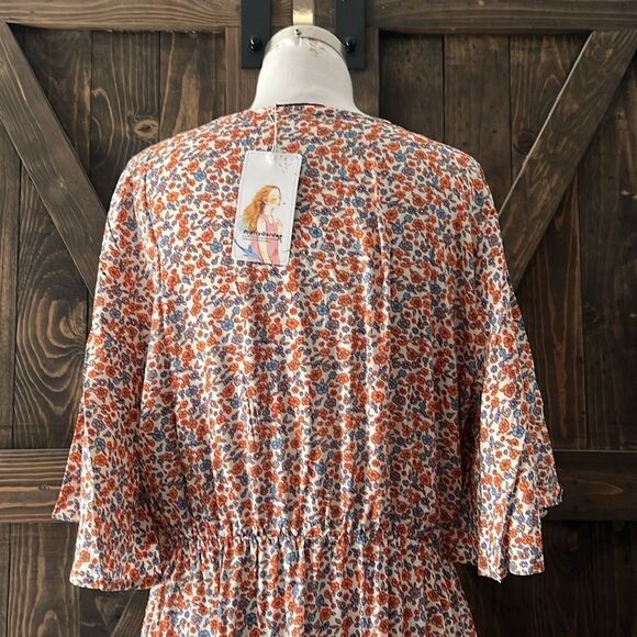 Prettygarden Boho Multicolor Printed V Neck Bohemian Maxed Dress - Picture 7 of 12